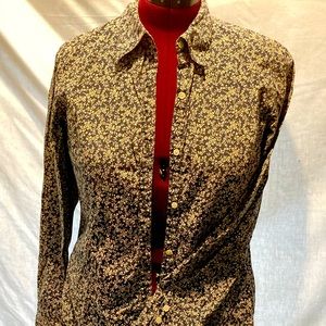 Women's Oxford shirt small floral pattern. Long sleeve.